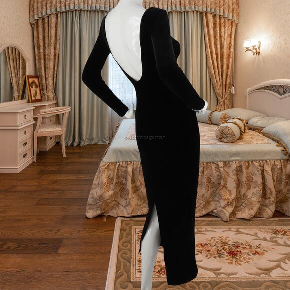 Cache Black Velvet Bodycon Evening Dress S - Picture 2 of 11